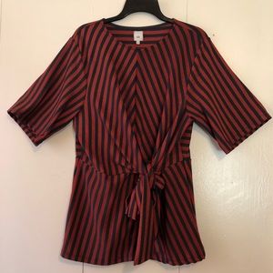 River island striped knot front top